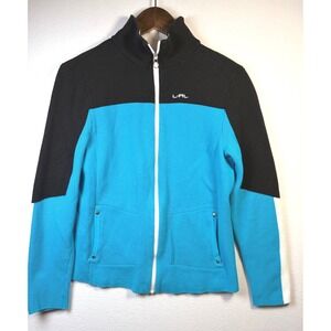 Lauren Active Ralph Lauren Zip Sweater Womens M Blue Black Colorblock Exc